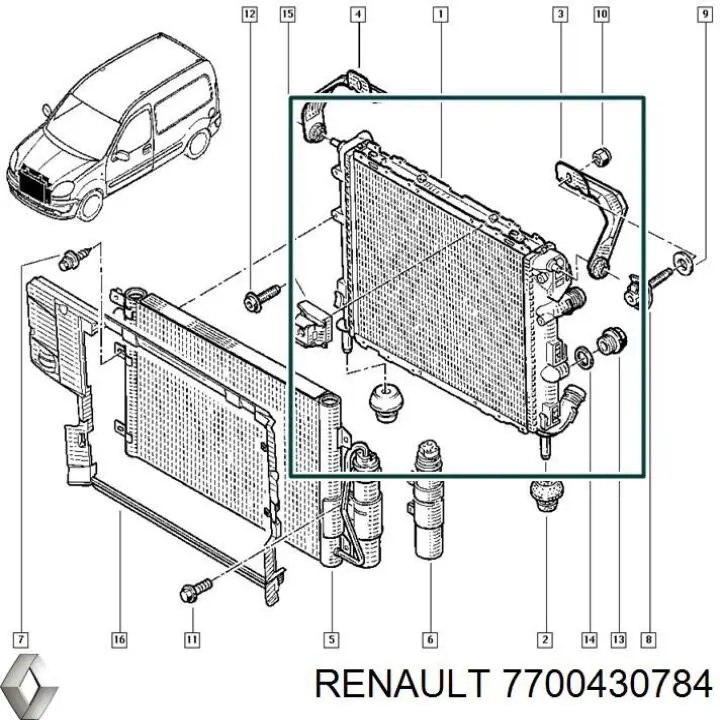 7700430784 Renault (RVI) радиатор