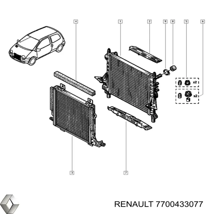 Радиатор кондиционера 7700433077 Renault (RVI)