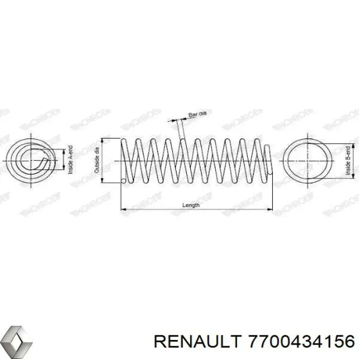 Пружина амортизатора передняя Renault (RVI) 7700434156 цена, от 18.60 USD