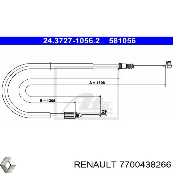 Трос ручного тормоза задний Renault (RVI) 7700438266 цена, от 10.01 USD