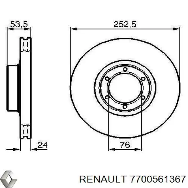 Передние тормозные диски 7700561367 Renault (RVI)