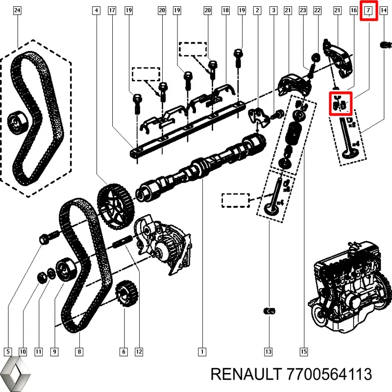 Peça inserida de válvula para Renault Laguna (BG0)