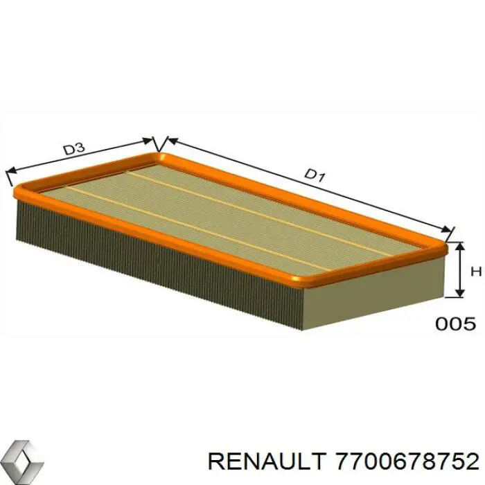 Filtro de aire 7700678752 Renault (RVI)