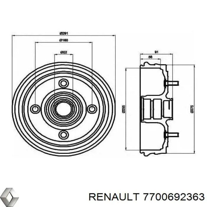 Тормозной барабан Рено Трафик P6 (Renault Trafic)