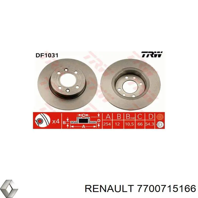 Тормозные диски 7700715166 Renault (RVI)