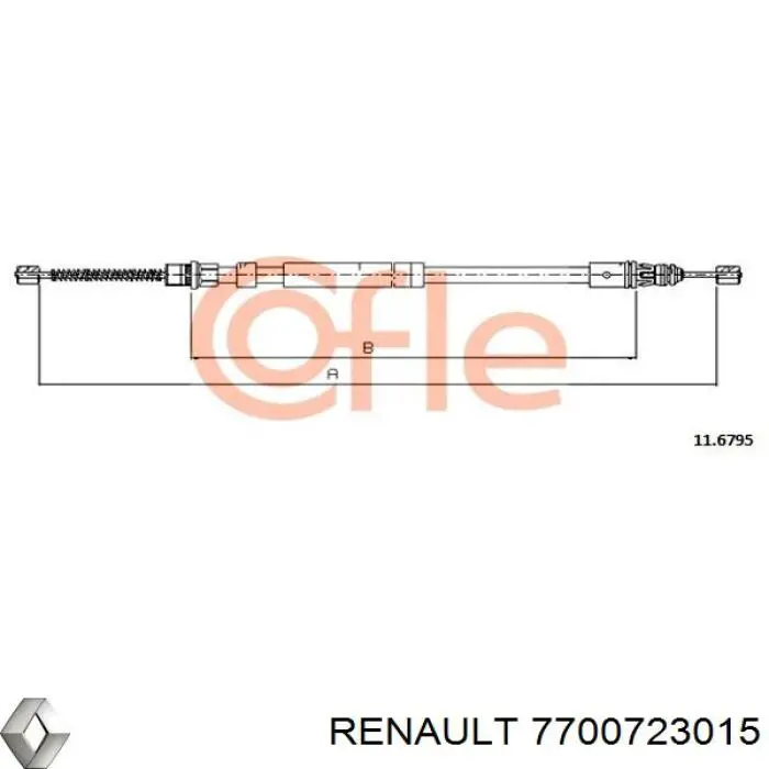 7700723015 Renault (RVI) cabo do freio de estacionamento traseiro direito