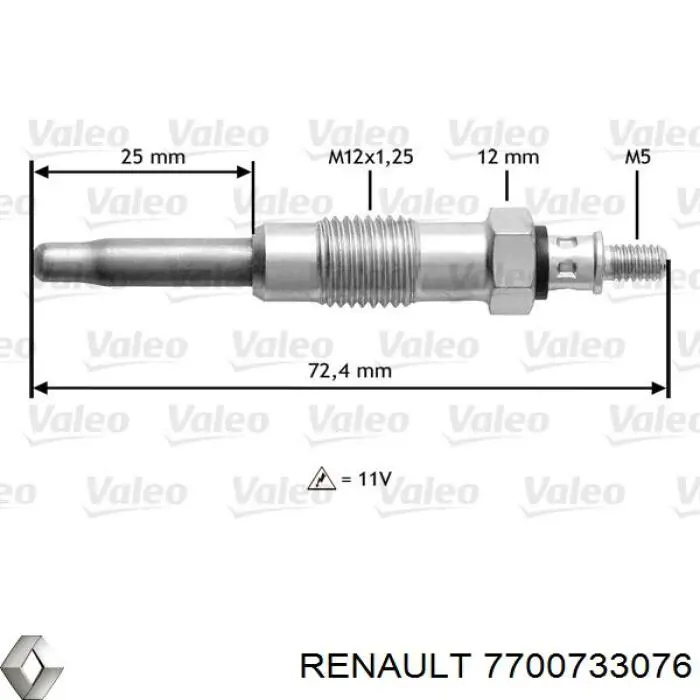 Свечи накала Renault (RVI) 7700733076 цена, от 4.65 USD