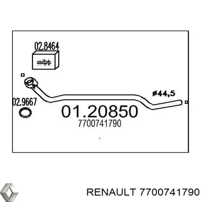 Глушитель, центральная часть 7700741790 Renault (RVI)