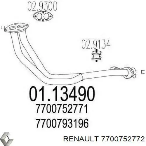 Приёмная труба 7700752772 Renault (RVI)