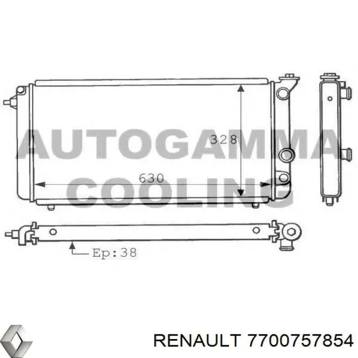 Радиатор 7700757854 Renault (RVI)