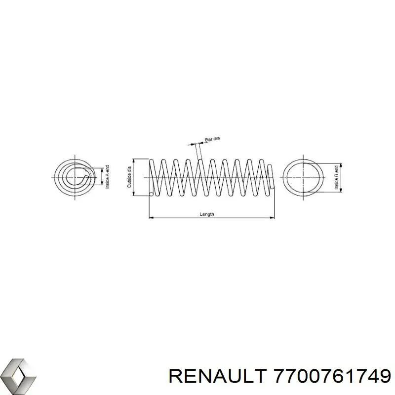 7700761749 Renault (RVI) пружина передняя