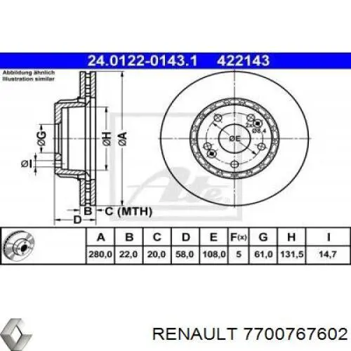 Передние тормозные диски 7700767602 Renault (RVI)