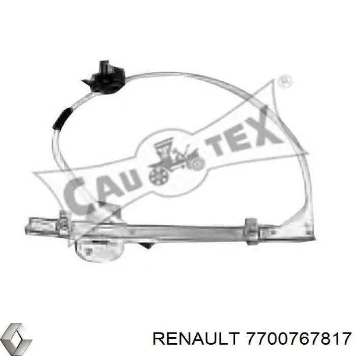 7700767817 Renault (RVI) mecanismo de acionamento de vidro da porta traseira direita