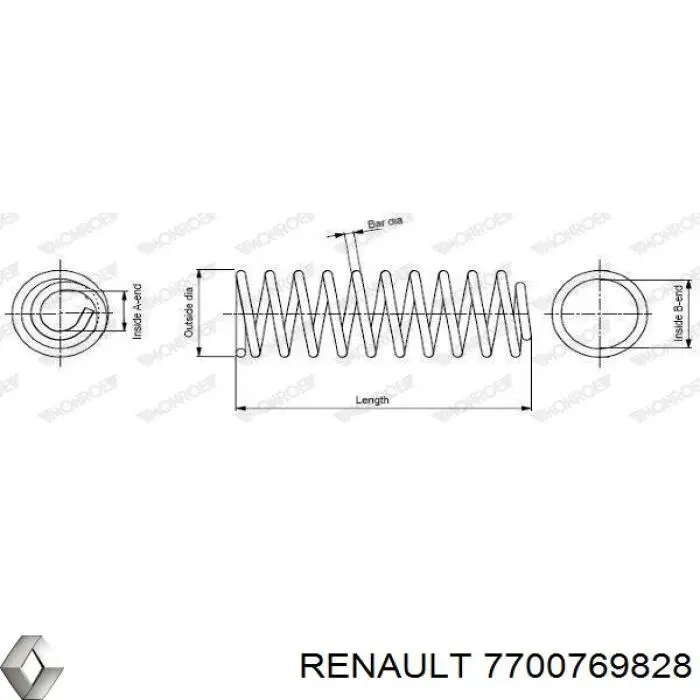 Передняя пружина 7700769828 Renault (RVI)