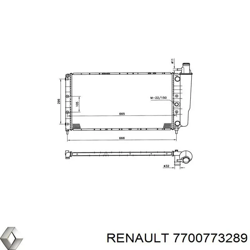 Купить 7700773289 Renault (RVI) Радиатор водяной