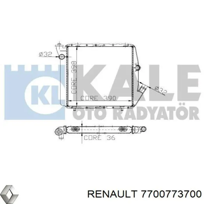 7700773700 Renault (RVI) радиатор