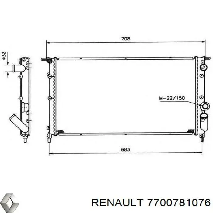7700781076 Renault (RVI) Патрубок радиатора охлаждения нижний