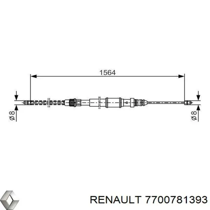 Задний трос ручника Renault (RVI) 7700781393 цена, от 7.04 USD