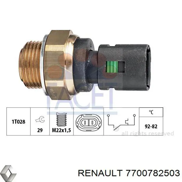 7700782503 Renault (RVI) датчик температуры охлаждающей жидкости (включения вентилятора радиатора)