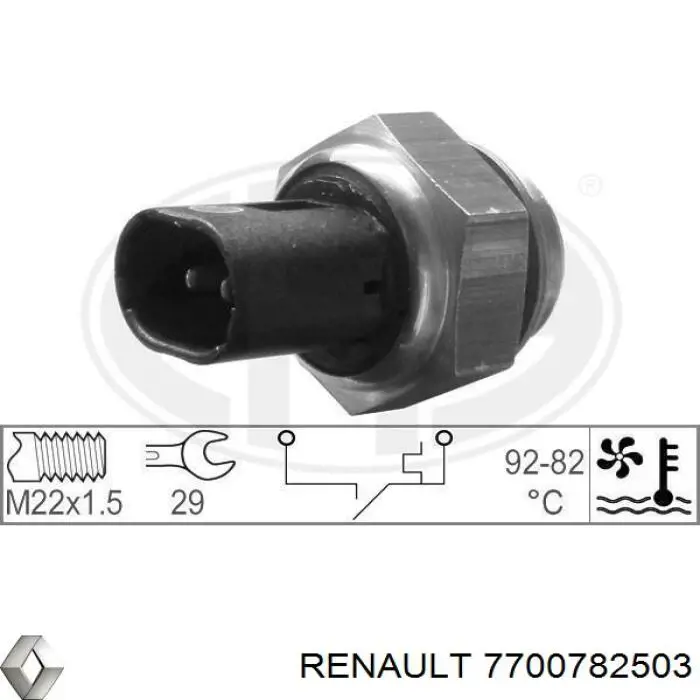 Sensor, temperatura del refrigerante (encendido el ventilador del radiador) 7700782503 Renault (RVI)