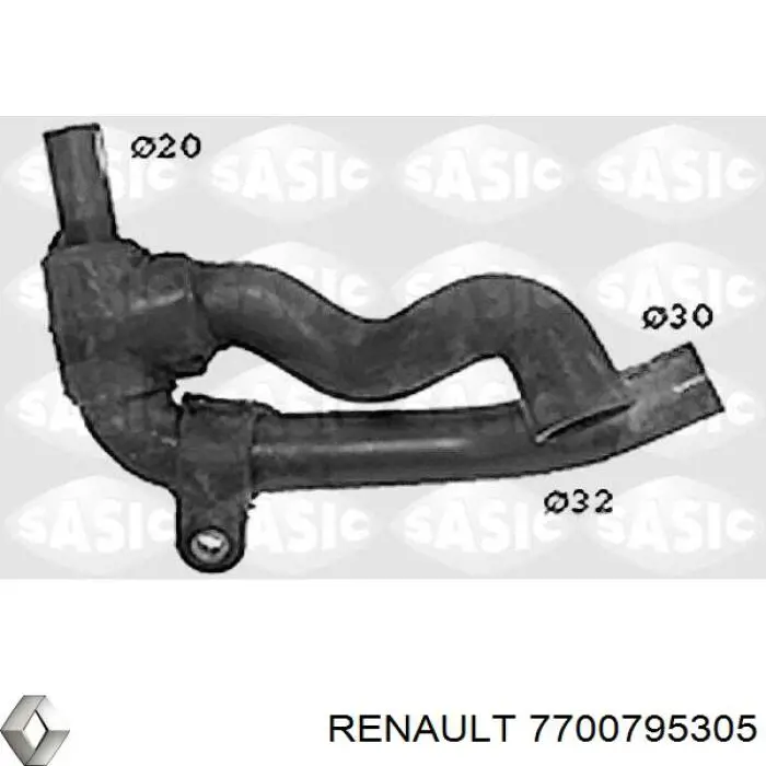 Manguera refrigerante para radiador inferiora 7700795305 Renault (RVI)