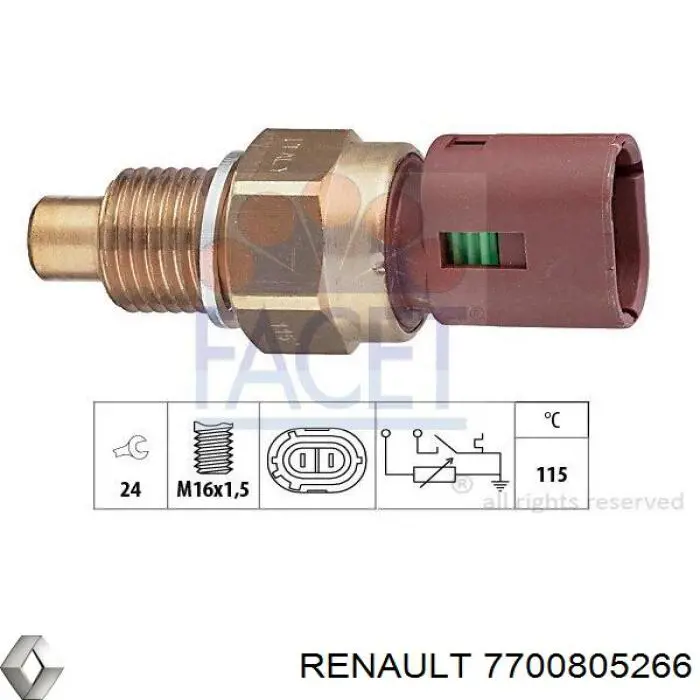 7700805266 Renault (RVI) sensor de temperatura do fluido de esfriamento