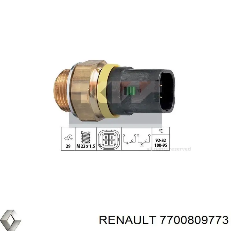 Датчик включения вентилятора радиатора 7700809773 Renault (RVI)