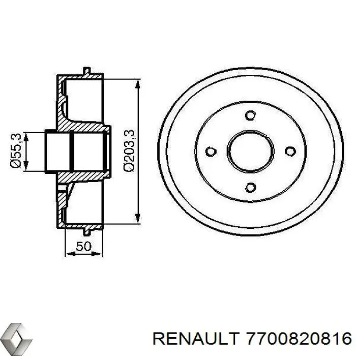 Тормозной барабан 7700820816 Renault (RVI)