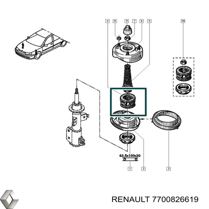 Буфер (отбойник) амортизатора переднего Renault (RVI) 7700826619