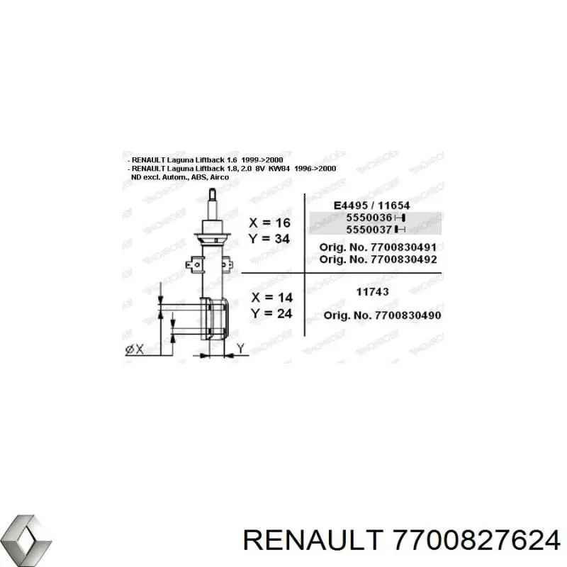 Стойка амортизатора передняя Renault (RVI) 7700827624 цена, от 36.70 USD