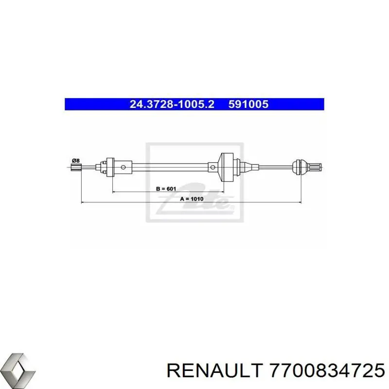 Тросик сцепления Renault (RVI) 7700834725