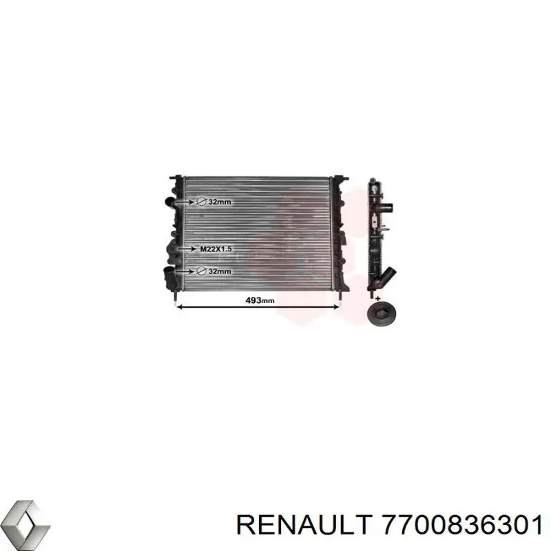 7700836301 Renault (RVI) Радиатор основной