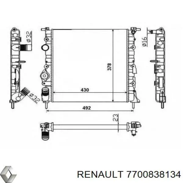 7700838134 Renault (RVI) радиатор