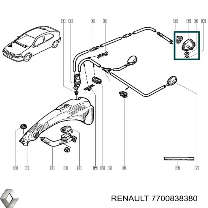 Форсунка омывателя заднего стекла Renault (RVI) 7700838380 цена, от 3.82 USD
