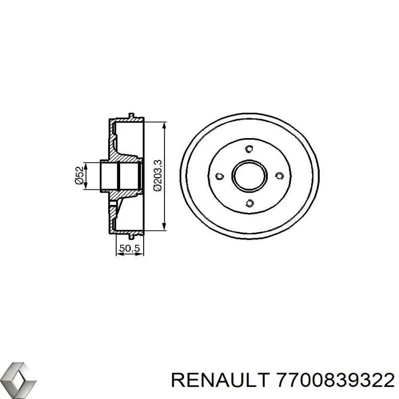 Купить 7700839322 Renault (RVI) Тормозной барабан