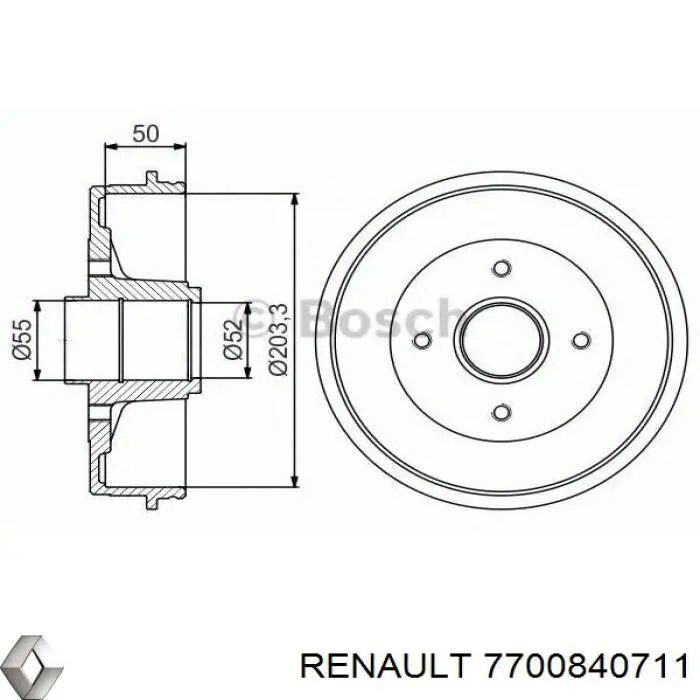 Тормозной барабан 7700840711 Renault (RVI)