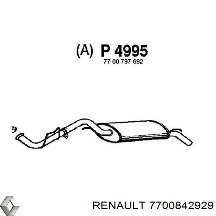 Глушитель задний 7700842929 Renault (RVI)