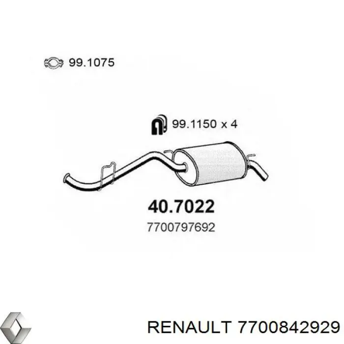 Выхлоп задний Renault (RVI) 7700842929 цена, от 57.63 USD