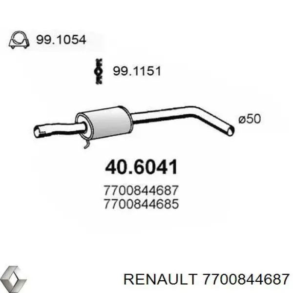 Глушитель, центральная часть Renault (RVI) 7700844687 цена, от 37.33 USD