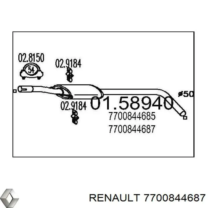 Купить 7700844687 Renault (RVI) Выхлоп центральный