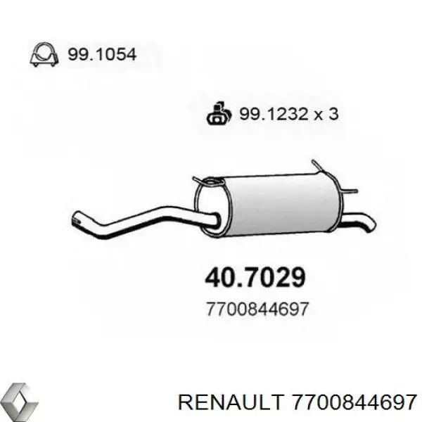 Глушитель, задняя часть Renault (RVI) 7700844697