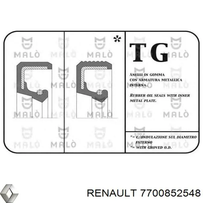 7700852548 RENAULT Anillo Reten Caja De Cambios original y equivalente