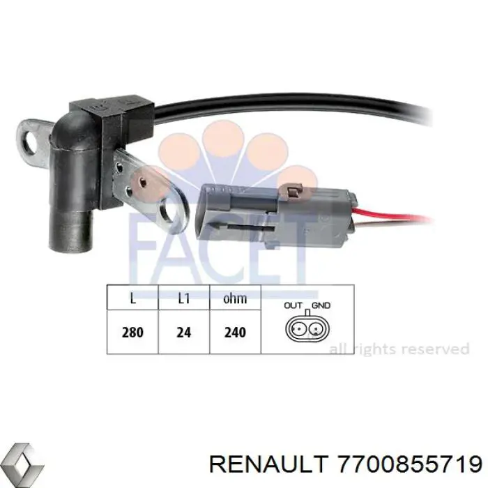 Купить 7700855719 Renault (RVI) Датчик оборотов коленвала