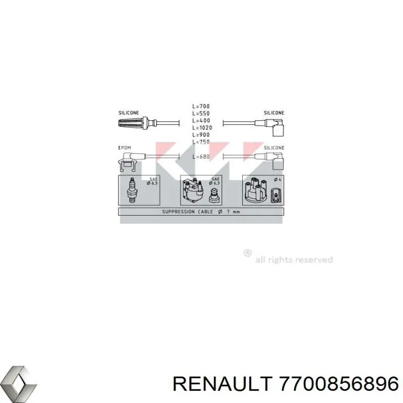 Купить 7700856896 Renault (RVI) Провода высокого напряжения