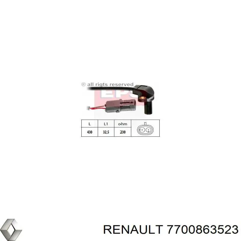 7700863523 Renault (RVI) sensor de posição (de revoluções de cambota)