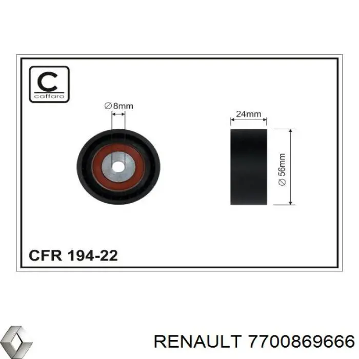 7700869666 Renault (RVI) натяжной ролик