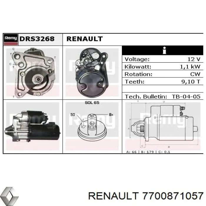 7700871057 Renault (RVI) Стартер автомобиля