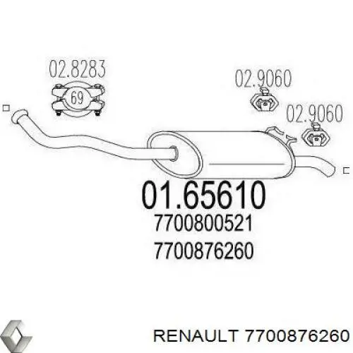 7700876260 Renault (RVI) глушитель, задняя часть