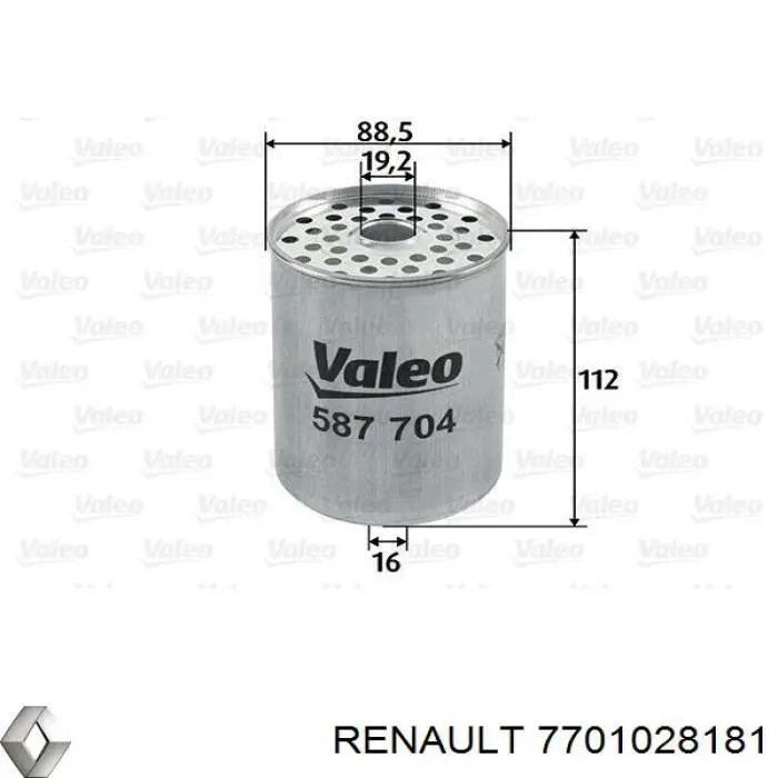 Filtro combustible 7701028181 Renault (RVI)