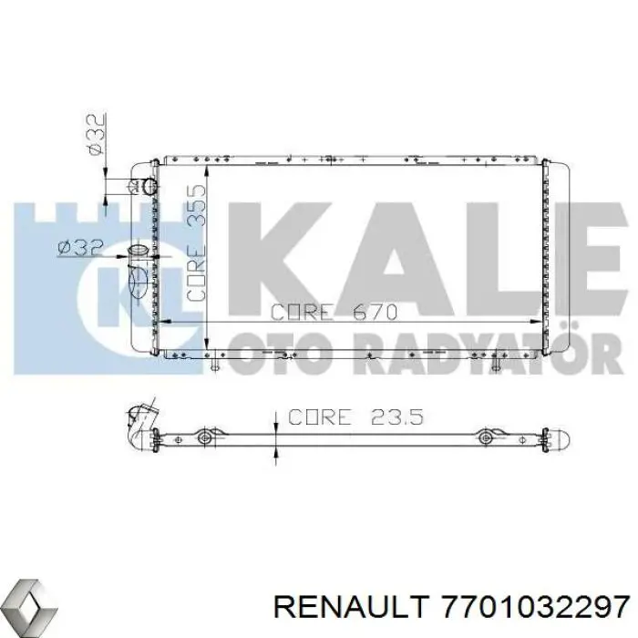 Радиатор печки 7701032297 Renault (RVI)